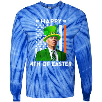 Joe Biden Leprechaun Happy 4th Of Easter Funny Patricks Day Gift Tie-Dye Long Sleeve Shirt