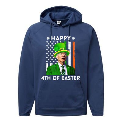 Joe Biden Leprechaun Happy 4th Of Easter Funny Patricks Day Gift Performance Fleece Hoodie