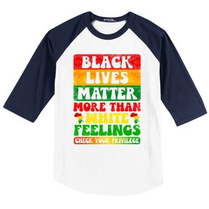 Juneteenth Black Lives Matter More Than White Feelings Gift Baseball Sleeve Shirt