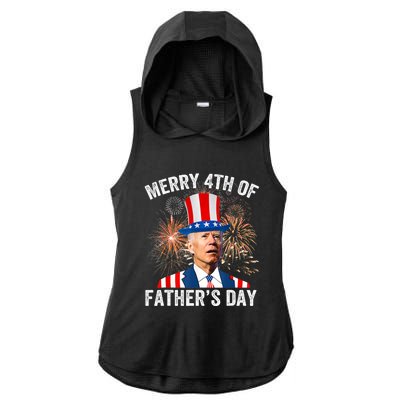 Joe Biden Merry 4th Of Father's Day Funny 4th Of July Ladies PosiCharge Tri-Blend Wicking Draft Hoodie Tank