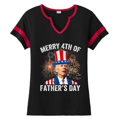 Joe Biden Merry 4th Of Father's Day Funny 4th Of July Ladies Halftime Notch Neck Tee