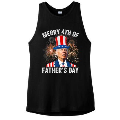 Joe Biden Merry 4th Of Father's Day Funny 4th Of July Ladies PosiCharge Tri-Blend Wicking Tank