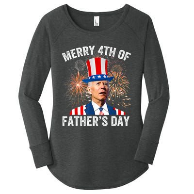 Joe Biden Merry 4th Of Father's Day Funny 4th Of July Women's Perfect Tri Tunic Long Sleeve Shirt