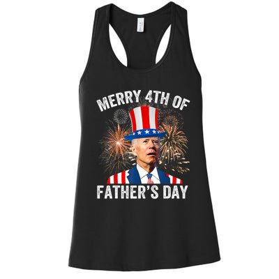 Joe Biden Merry 4th Of Father's Day Funny 4th Of July Women's Racerback Tank