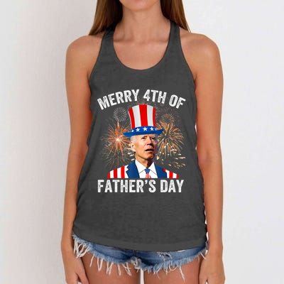 Joe Biden Merry 4th Of Father's Day Funny 4th Of July Women's Knotted Racerback Tank