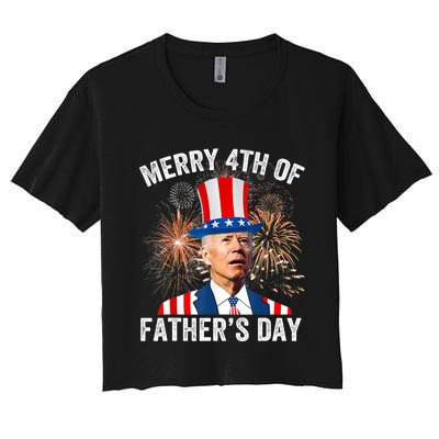 Joe Biden Merry 4th Of Father's Day Funny 4th Of July Women's Crop Top Tee