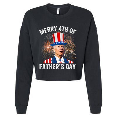 Joe Biden Merry 4th Of Father's Day Funny 4th Of July Cropped Pullover Crew