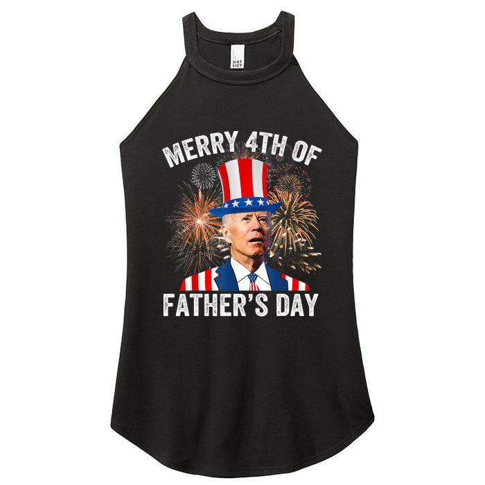 Joe Biden Merry 4th Of Father's Day Funny 4th Of July Women's Perfect Tri Rocker Tank