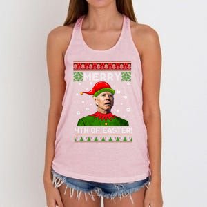 Joe Biden Merry 4th Of Easter For Funny 4th Of July Cool Gift Women's Knotted Racerback Tank