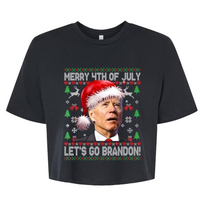 Joe Biden Merry 4th Of July Let's Go Branson Brandon Ugly Christmas Sweater Bella+Canvas Jersey Crop Tee