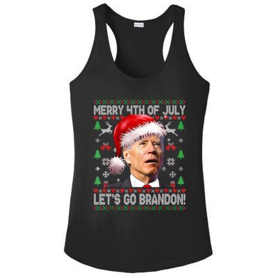 Joe Biden Merry 4th Of July Let's Go Branson Brandon Ugly Christmas Sweater Ladies PosiCharge Competitor Racerback Tank