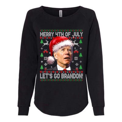 Joe Biden Merry 4th Of July Let's Go Branson Brandon Ugly Christmas Sweater Womens California Wash Sweatshirt