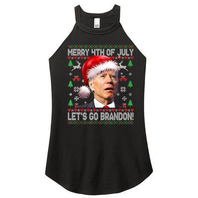 Joe Biden Merry 4th Of July Let's Go Branson Brandon Ugly Christmas Sweater Women’s Perfect Tri Rocker Tank