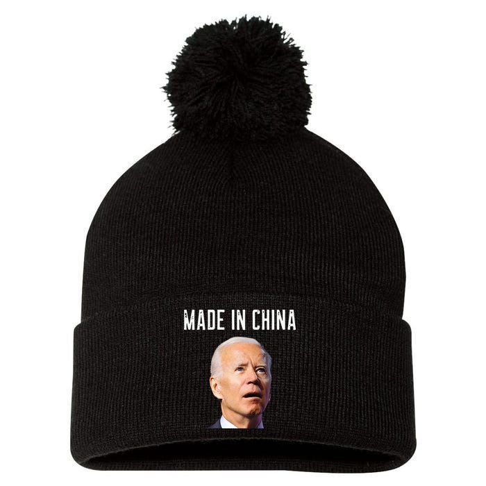 Joe Biden Made In China Joe Biden Is An Idiot Pom Pom 12in Knit Beanie