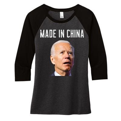 Joe Biden Made In China Joe Biden Is An Idiot Women's Tri-Blend 3/4-Sleeve Raglan Shirt
