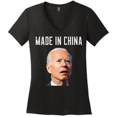 Joe Biden Made In China Joe Biden Is An Idiot Women's V-Neck T-Shirt
