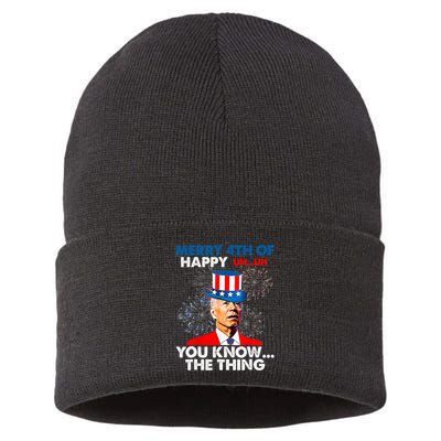 Joe Biden Merry 4th Of You Know The Thing 4th Of July Sustainable Knit Beanie