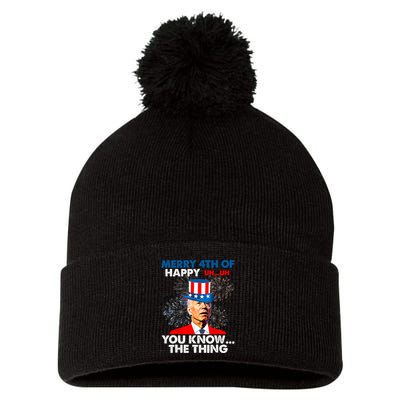 Joe Biden Merry 4th Of You Know The Thing 4th Of July Pom Pom 12in Knit Beanie