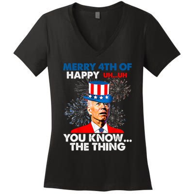 Joe Biden Merry 4th Of You Know The Thing 4th Of July Women's V-Neck T-Shirt