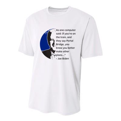 Joe Biden Meme Portal Bridge Anti Democrats Youth Performance Sprint T-Shirt