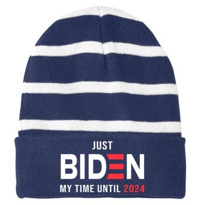 Just Biden My Time Until 2024 Striped Beanie with Solid Band