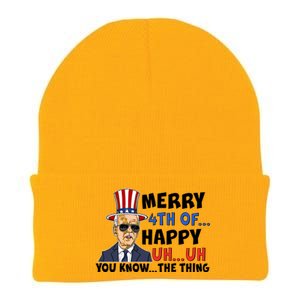 Joe Biden Merry 4th Of Happy Uh You Know The Thing Knit Cap Winter Beanie