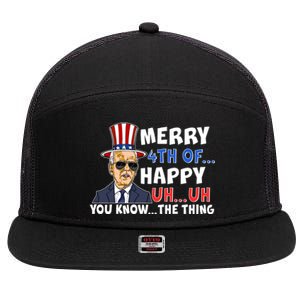 Joe Biden Merry 4th Of Happy Uh You Know The Thing 7 Panel Mesh Trucker Snapback Hat