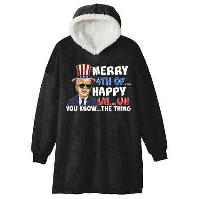 Joe Biden Merry 4th Of Happy Uh You Know The Thing Hooded Wearable Blanket
