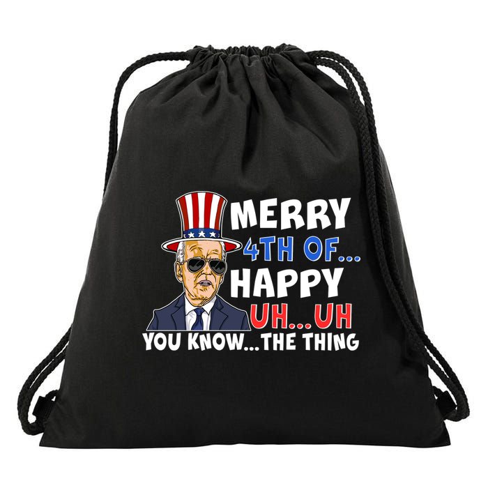 Joe Biden Merry 4th Of Happy Uh You Know The Thing Drawstring Bag