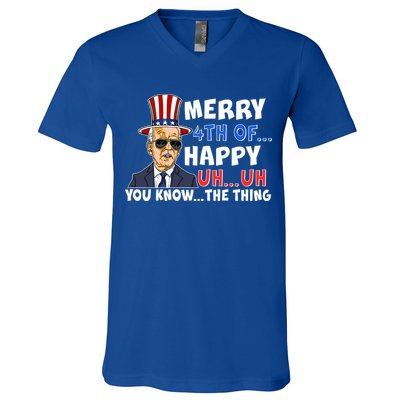 Joe Biden Merry 4th Of Happy Uh You Know The Thing V-Neck T-Shirt