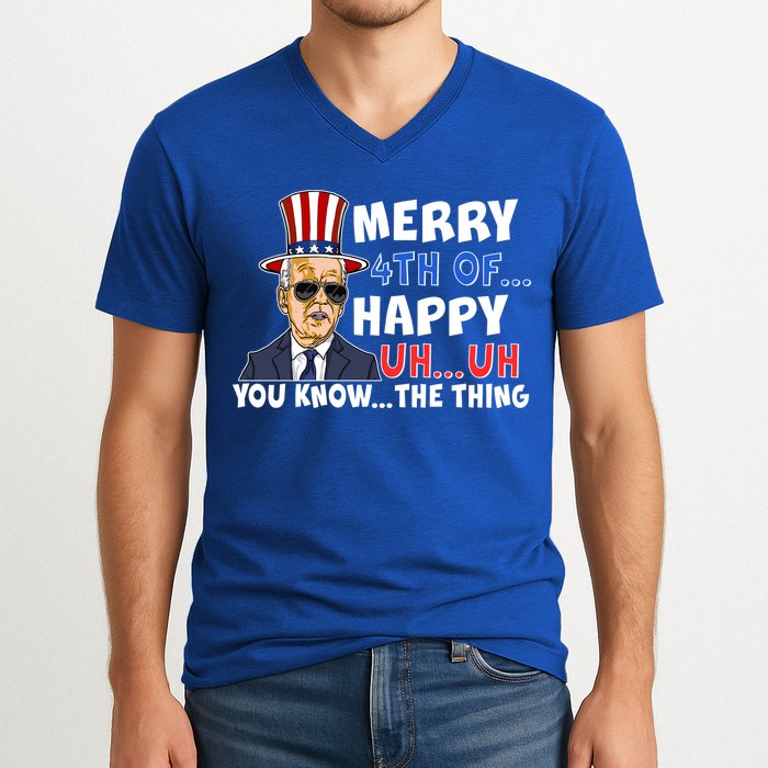 Joe Biden Merry 4th Of Happy Uh You Know The Thing V-Neck T-Shirt