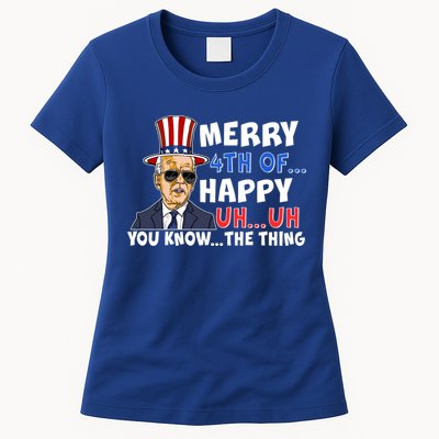 Joe Biden Merry 4th Of Happy Uh You Know The Thing Womens T-Shirt
