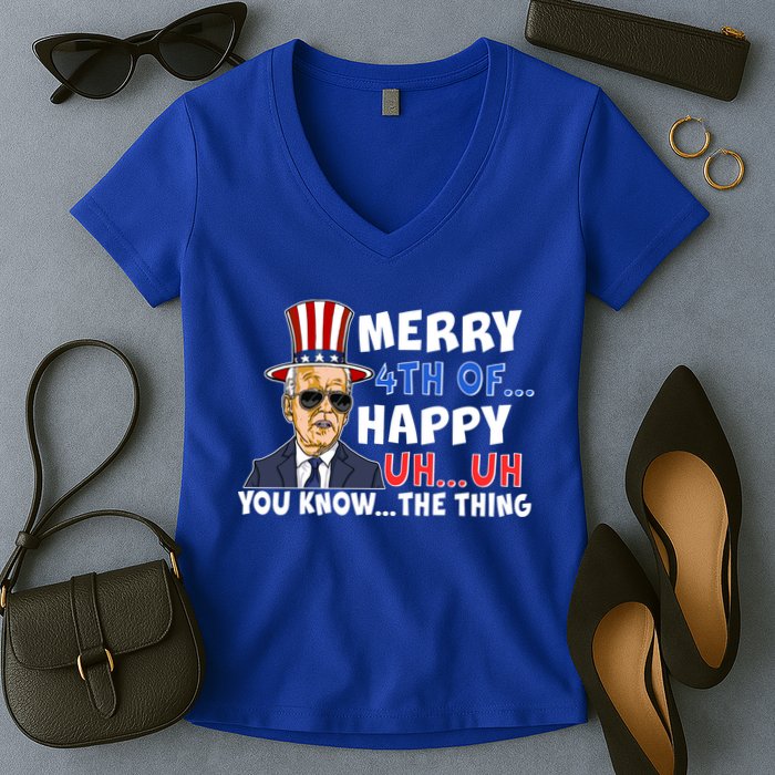 Joe Biden Merry 4th Of Happy Uh You Know The Thing Women's V-Neck T-Shirt