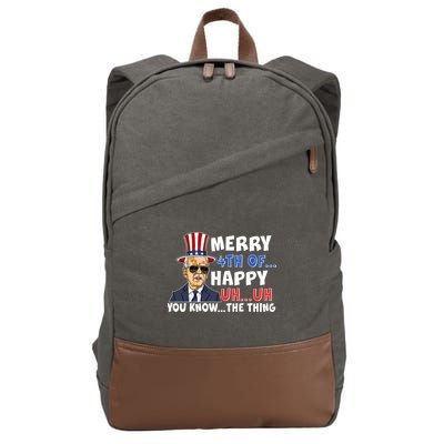 Joe Biden Merry 4th Of Happy Uh You Know The Thing Cotton Canvas Backpack