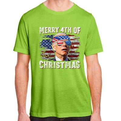 Joe Biden Merry 4th Of Christmas Funny 4th Of July Adult ChromaSoft Performance T-Shirt