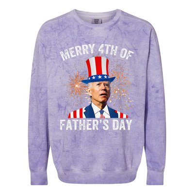 Joe Biden Merry 4th Of Father's Day Funny 4th Of July Colorblast Crewneck Sweatshirt