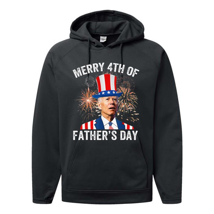 Joe Biden Merry 4th Of Father's Day Funny 4th Of July Performance Fleece Hoodie