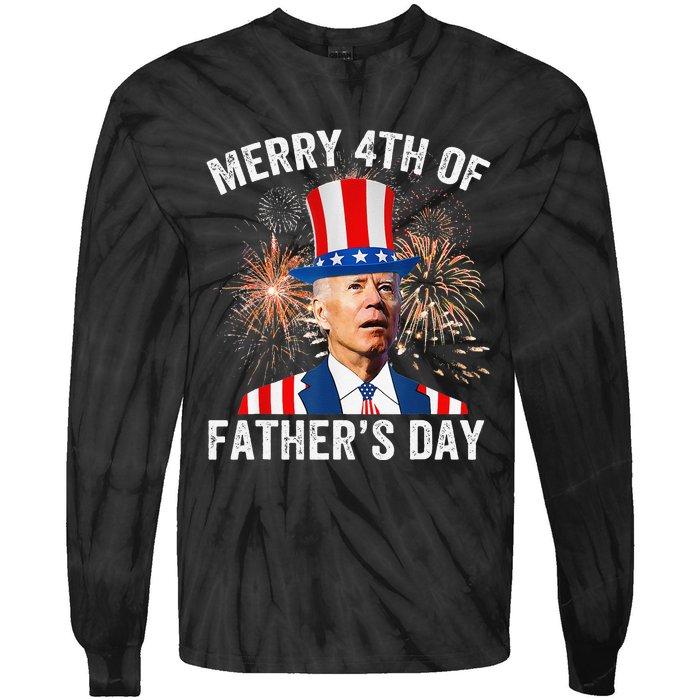 Joe Biden Merry 4th Of Father's Day Funny 4th Of July Tie-Dye Long Sleeve Shirt