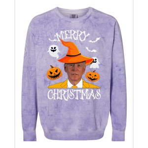 Joe Biden Merry Christmas Halloween Jokes Pumpkin Ghost Colorblast Crewneck Sweatshirt