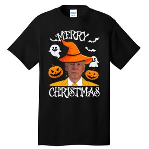 Joe Biden Merry Christmas Halloween Jokes Pumpkin Ghost Tall T-Shirt