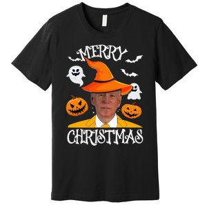 Joe Biden Merry Christmas Halloween Jokes Pumpkin Ghost Premium T-Shirt