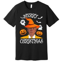 Joe Biden Merry Christmas Halloween Jokes Pumpkin Ghost Premium T-Shirt