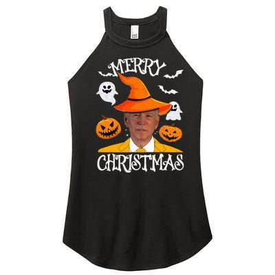 Joe Biden Merry Christmas Halloween Jokes Pumpkin Ghost Women’s Perfect Tri Rocker Tank