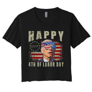 Joe Biden Merry Happy 4th Of Labor Day Funny 4th Of July Women's Crop Top Tee