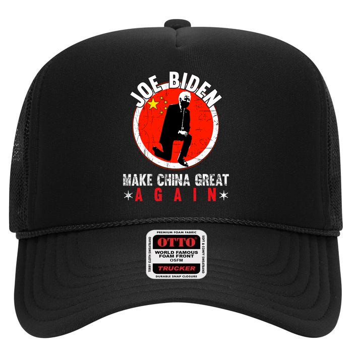 Joe Biden Make China Great Again Funny Sarcastic Anti Biden High Crown Mesh Back Trucker Hat