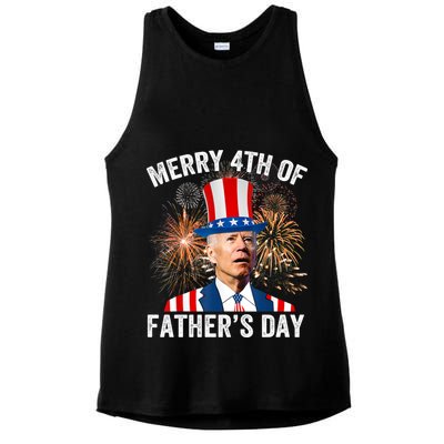 Joe Biden Merry 4th Of Fathers Day Funny 4th Of July Ladies PosiCharge Tri-Blend Wicking Tank