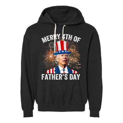 Joe Biden Merry 4th Of Fathers Day Funny 4th Of July Garment-Dyed Fleece Hoodie
