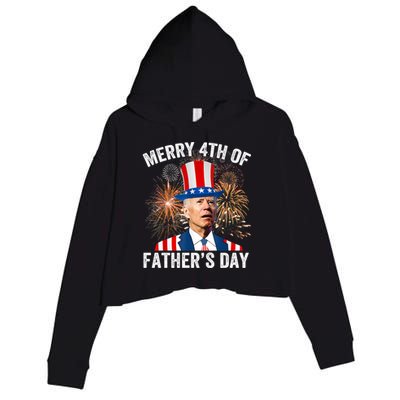 Joe Biden Merry 4th Of Fathers Day Funny 4th Of July Crop Fleece Hoodie