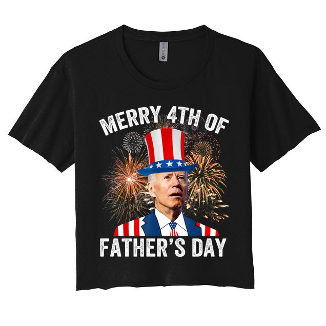 Joe Biden Merry 4th Of Fathers Day Funny 4th Of July Crop Top