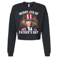 Joe Biden Merry 4th Of Fathers Day Funny 4th Of July Cropped Pullover Crew